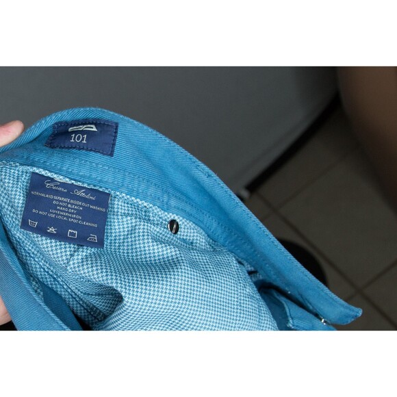 Men's Cesare Attolini 5 Pocket Jean Pants Solid Blue Cotton Sz 42 - Picture 11 of 11